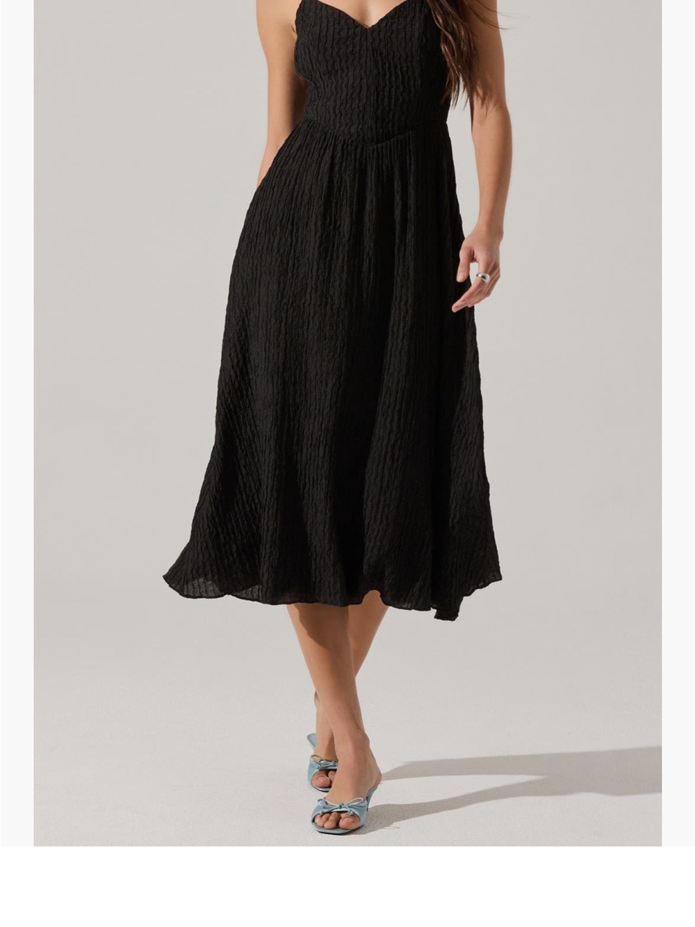 Astr Black Textured Midi Dress-Skirt